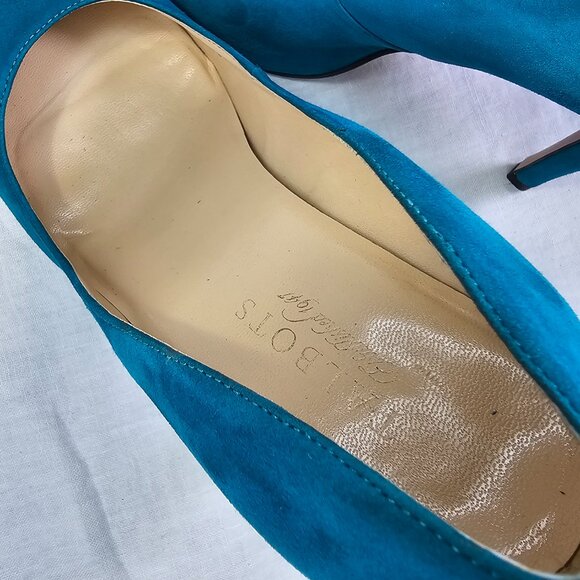 Talbots 8W Skyla 2 Suede 4.25” Stiletto Heels Pumps Teal Turquoise - Picture 10 of 15